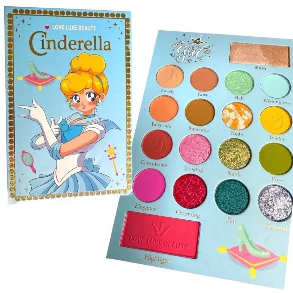 NWT MAKEUP PALLETS Cinderella set Ultramo/love Woman Luxe Beauty 16 pigm…